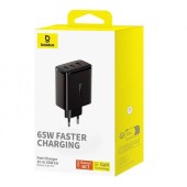 INCARCATOR RETEA Baseus Cube Pro, Quick Charge 65W, 2 x USB Type-C Output 5V/3A, 1 x USB, negru  - 6932172641474