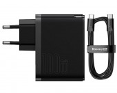 INCARCATOR retea Baseus GaN5 Pro, Quick Charge 100W, 1 x USB, 1 x USB Type-C, include cablu USB Type-C la USB Type-C 100W 1m, negru  - 6932172608958