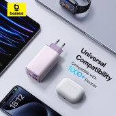 INCARCATOR RETEA Baseus GaN6 Pro, Quick Charge 100W, 2 x USB Type-C Output 5V/3A, 2 x USB, mov  - 6932172644475