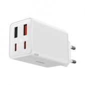 INCARCATOR RETEA Baseus GaN6 Pro, Quick Charge 65W, 2 x USB Type-C Output 5V/3A, 2 x USB, alb  - 6932172644437