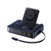 INCARCATOR retea Baseus Nomos NH21 5-in-1, 160W, Qi2 Wireless, 1 x USB, 3 x USB Type-C, cablu retractabil USB Type-C, negru  - 6953156211834