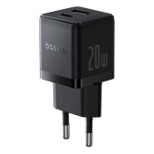 INCARCATOR retea Baseus Palm, Quick Charge 20W, 1 x USB, 1 x USB Type-C 5V/3.0A, include cablu USB Type-C la USB Type-C 1m, negru  - 6932172677381