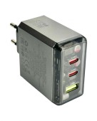 INCARCATOR retea Borofone BN22 , Quick Charge 65W, 1 x USB, 2 x USB Type-C, gri metal