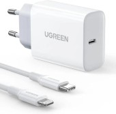INCARCATOR retea Ugreen, CD137 Quick Charge 20W, 1 x USB Type-C 5V/3A, certificat MFi, alb - 6957303856985