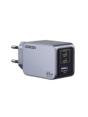 INCARCATOR retea Ugreen GaN Nexode X755 Quick Charge 65W, 2 x USB Type-C, 1 x USB, include cablu USB Type-C la USB Type-C 1.5m, gri