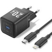 Incarcator retea Vention 20W, PD 20W, 1 x USB-C, cablu USB-C - Lightning inclus, negru,  - 6922794786240