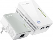 KIT ADAPTOR POWERLINE TP-LINK tehnologie AV,  AV600, pana la 300Mbps, 2 porturi 10/100Mbps, wireless 300Mbps, compus din TL-WPA4220 & TL-PA4010