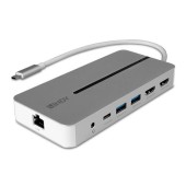 Lindy DST-Mx Duo, USB-C Laptop/MacBook Mini Docking Station with Dual Display & 100W Pass-Through Charging