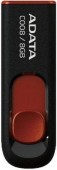 MEMORIE USB 2.0 ADATA  8 GB, retractabila, carcasa plastic, negru / rosu