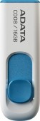 MEMORIE USB 2.0 ADATA 16 GB, retractabila, carcasa plastic, alb / albastru