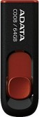 MEMORIE USB 2.0 ADATA 64 GB, retractabila, carcasa plastic, negru / rosu