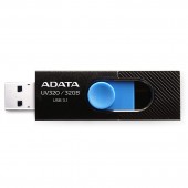 MEMORIE USB 3.2 ADATA 32 GB, retractabila, carcasa plastic, negru / albastru