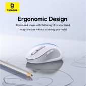 MOUSE Baseus F02 PC sau NB wireless, 2.4GHz si Bluetooth, optic, 800/ 1200/1600 dpi,butoane/scroll 4/1, alb, - 6932172651077