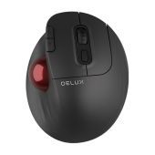 MOUSE DELUX, trackball, wireless, 2.4GHz + BT5.0, USB, optic, 4000 dpi, butoane/scroll 5/1, negru