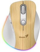 MOUSE Genius Ergo 9000S Pro, Mini-Size, Duo-Mode, Wireless, Rechargeable, RGB Light, Pine Wood
