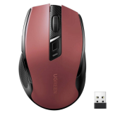 MOUSE Ugreen, MU006 PC sau NB, bluetooth/wireless 2.4GHz, optic, 5/1 butoane/scroll, 4000 dpi, necesita baterie AA nu este inclusa, rosu - 6941876227525
