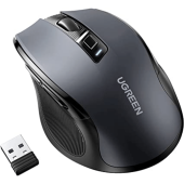 MOUSE Ugreen, MU101 PC sau NB, wireless 2.4GHz + Bluetooth, optic, 5/1 butoane/scroll, 4000 dpi, negru - 6957303893959