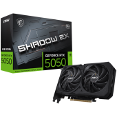MSI Video Card NVIDIA GeForce RTX 5050 8G SHADOW 2X OC, 8GB GDDR6, 128-bit, 2602 MHz Boost,PCIe 5.0, 3x DP 2.1b, HDMI 2.1b, RAY TRACING,130W, 8-pin PCIe Power, G-SYNC, 2-Slot, 3Y