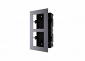 PANOU frontal HIKVISION pentru 2 module de videointerfon modular Hikvision , montare incastrata, aluminiu, doza de plastic inclusa