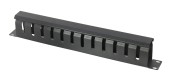 PANOU gestionare cabluri SPACER, tip masca orizontala cu capac, 19 inch, 1U, negru