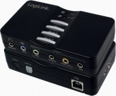 PLACA de SUNET Logilink, extern, 7.1, interfata USB 2.0, conectori 3.5 mm jack x 5, S/PDIF