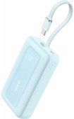 POWER BANK Anker 20.000 mAh, 30W cablu USB-C incorporat, 1 x USB-C, 1 x USB-A, afisaj LED, 350g, albastru,  - 0194644038380