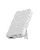 POWER BANK Anker MagGo 10.000 mAh, 27W Qi 2.0 15W, suport pliabil, compatibil iPhone 15/14/13/12, 1 x USB-C, afisaj inteligent, 389 g, alb, - 194644173371