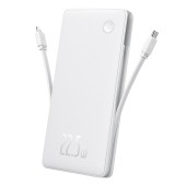 POWER BANK Baseus Airpow lite, 10000mAh, 22.5W, 1 x USB; 1 cablu x USB Type-C, 1 cablu x Iphone Lightning, total 3A, alb,  - 6932172652616