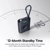 POWER BANK Baseus EnerFill FW11, 1640mAh, compatibil cu Apple Watch, 5W, cablu integrat  1 x USB Type-C, negru,  - 6953156298989