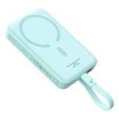 POWER BANK Baseus Magnetic Mini Wireless, 10000mAh, max 30W pe cablu, 2 x USB Type-C output/input, cablu integrat USB Type-C,15W wireless charging, albastru,  - 6932172642792