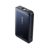POWER BANK Baseus Nomos Qi2 Kickstand, display, capacitate 10000mAh, 45W, cablu integrat USB Type-C, 1 x USB Type-C, 1 x USB, total 5V/3A, negru,  - 6932172677589