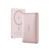 POWER BANK Baseus PicoGo AM41 Ultra-Slim Qi2, 10000mAh, 27W, prindere magnetica incarcare wireless 15W, 1 x USB Type-C, include cablu USB Type-C la USB Type-C 30cm, roz,  - 6932172691691