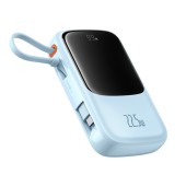POWER BANK Baseus Qpow Pro+ Digital Display, 10000mAh, 22.5W, 2 x USB Type-C output/input, 1 x USB, 1 x Lightning, albastru,  - 6932172652470