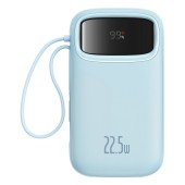 POWER BANK Baseus Qpow2 Digital Display, 20000mAh, 22.5W, 2 x USB Type-C output/input, 1 x Lightning, 1 x USB, include cablu USB Type-C la USB Type-C 30cm, albastru,  - 6932172636265
