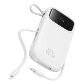 POWER BANK Baseus Qpow2 Dual-Cable, 10000mAh, PD 3.0 + QC 3.0 22.5W, 1 x USB; 1 x Iphone Lightning; 2 x USB Type-C, digital display pt. status baterie, total 2.4A, alb,  - 6932172636289