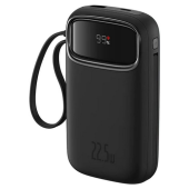 POWER BANK Baseus Qpow2 Dual-Cable, 20000mAh, PD 3.0 + QC 3.0 22.5W, 1 x USB; 1 x Iphone Lightning; 2 x USB Type-C, digital display pt. status baterie, total 2.4A, negru,  - 6932172636241