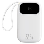 POWER BANK Baseus Qpow3, 20000mAh, 22.5W, 1 x USB, cablu integrat USB Type-C, cablu integrat Iphone Lightning, alb,  - 6932172691189
