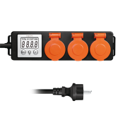 PRELUNGITOR LOGILINK, Schuko x 3, cablu 3G 1.5mm2, 230 V/16 A, 50 Hz, max. 3500 W, contor cost energetic, LCD, 3 butoane operare, IP44, de exterior, 1.4m, negru-portocaliu