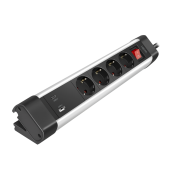 PRELUNGITOR LOGILINK, Schuko x 4, conectare prin Schuko, ON/OFF, 16 A, 1xUSB-A, 1xUSB-C, cablu 1.5m, protectie IP20, negru-argintiu