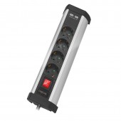 PRELUNGITOR LOGILINK, Schuko x 4, conectare prin Schuko, USB x 2, cablu 1.5 m, 16 A, fara protectie, negru/ argintiu