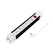 PRELUNGITOR LOGILINK, Schuko x 5, cablu 3G 1.5mm2, 230 V/16 A, 50 Hz, max. 3500 W, buton intrerupator iluminat, IP20, 3m, negru-alb