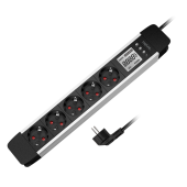 PRELUNGITOR LOGILINK, Schuko x 5, cablu 3G 1.5mm2, 230 V/16 A, 50 Hz, max. 3500 W, LCD consum, butoane: Power, Q, CO2, Reset, 1.4m, negru-argintiu