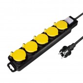 PRELUNGITOR LOGILINK, Schuko x 5, conectare prin Schuko, cablu 1.5 m, 16 A, protectie stropire cu apa, negru/ galben