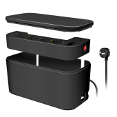 PRELUNGITOR LOGILINK, Schuko x 5, conectare prin Schuko, cutie management cabluri, 16 A, 2xUSB-A, 1xUSB-C, protectie IP20, negru