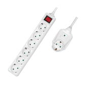 PRELUNGITOR LOGILINK, Schuko x 6 + Schuko x 1 pass-through, cablu 3G 1.5mm2, 230 V/16 A, 50 Hz, max. 3500 W, prottectie supratensiune, buton intrerupator iluminat, IP20, 2m, alb