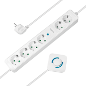 PRELUNGITOR LOGILINK, Schuko x 6, cablu 3G 1.5mm2, 230 V/16 A, 50 Hz, max. 3500 W, ON/OFF de picior pt. 4 prize, 1.5m, alb