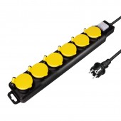 PRELUNGITOR LOGILINK, Schuko x 6, conectare prin Schuko, cablu 1.5 m, 16 A, protectie stropire cu apa, negru/ galben