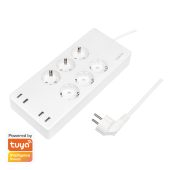 PRELUNGITOR LOGILINK, Schuko x 6, conectare prin Schuko, Wi-Fi, 10 A, 4xUSB-A, compatibil Tuya, cablu 1.8m, protectie IP20, supracurent, supratensiune, supraincalzire, scurtcircuit, alb