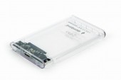 RACK extern GEMBIRD, extern pt. HDD, 2.5 inch, S-ATA, interfata PC USB 3.0, plastic, alb transparent