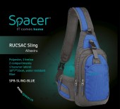 RUCSAC SPACER Sling, nylon,1 bretea, 2 compartimente principale,1 buzunar frontal,1 buzunar lateral, 35x18x7cm, water resistant, blue